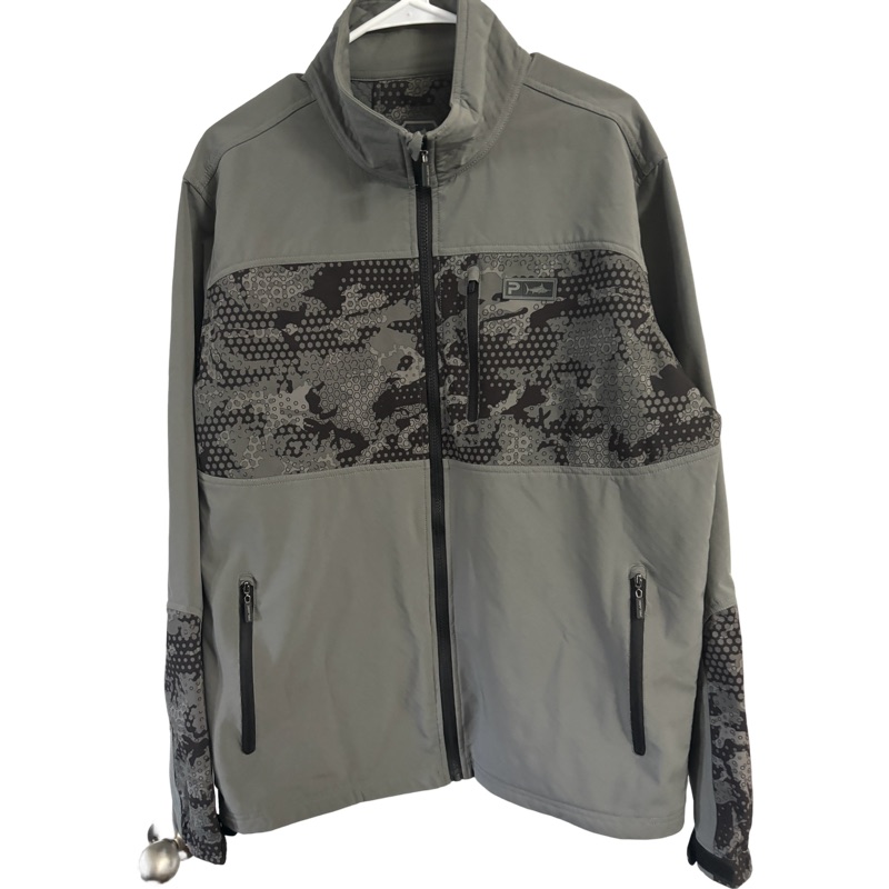 Men's Pelagic Insulator Softshell Jacket Hydro-Repels Stain Water Gray Large